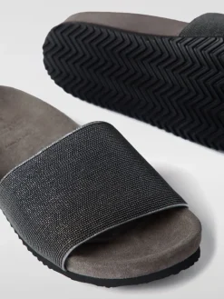 Sliders Brunello Cucinelli in camoscio con monile