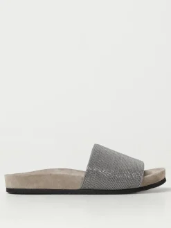 Sliders Brunello Cucinelli in pelle scamosciata