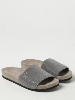 Sliders Brunello Cucinelli in pelle scamosciata