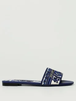 Sliders Dolce & Gabbana in cotone con ricamo maiolica a filo