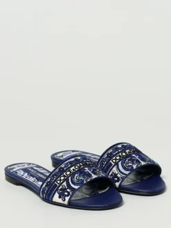 Sliders Dolce & Gabbana in cotone con ricamo maiolica a filo