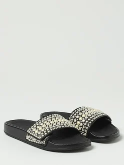 Sliders Fitz Jimmy Choo in pelle e gomma con perl sintetiche
