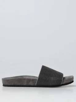 Sliders Precious Brunello Cucinelli in camoscio con monile