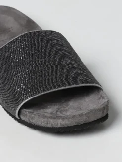 Sliders Precious Brunello Cucinelli in camoscio con monile