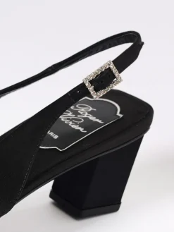 Slingback Belle Vivier Roger Vivier in raso con fibbia gioiello