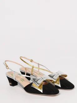 Slingback Bowow Valentino Garavani in nappa laminata e tessuto con fiocco