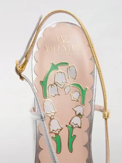 Slingback Bowow Valentino Garavani in nappa laminata e tessuto con fiocco