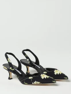 Slingback Carolyne Manolo Blahnik in seta con stampa floreale
