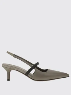 Slingback City Brunello Cucinelli in nappa con monile Shiny Strap