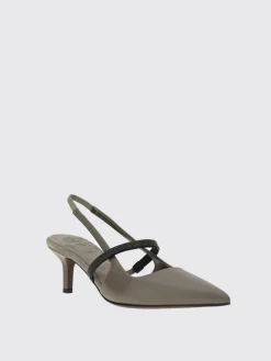 Slingback City Brunello Cucinelli in nappa con monile Shiny Strap
