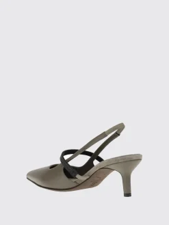 Slingback City Brunello Cucinelli in nappa con monile Shiny Strap