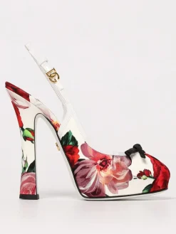 Slingback Dolce & Gabbana in raso con stampa floreale