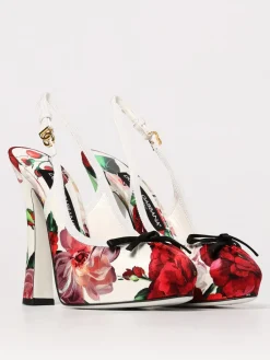 Slingback Dolce & Gabbana in raso con stampa floreale