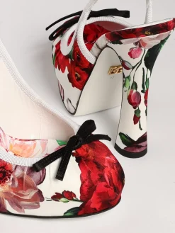 Slingback Dolce & Gabbana in raso con stampa floreale