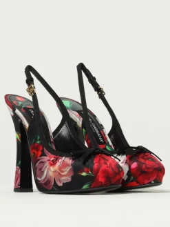Slingback Dolce & Gabbana in raso con stampa floreale