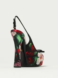 Slingback Dolce & Gabbana in raso con stampa floreale