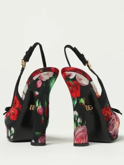 Slingback Dolce & Gabbana in raso con stampa floreale