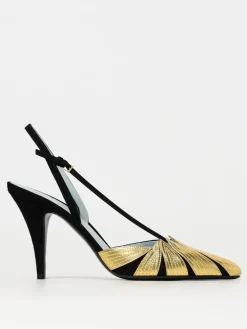 Slingback Folie Foliage Valentino Garavano in camoscio e pelle laminata