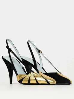 Slingback Folie Foliage Valentino Garavano in camoscio e pelle laminata