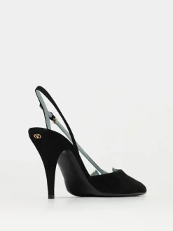 Slingback Folie Foliage Valentino Garavano in camoscio e pelle laminata