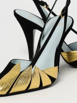 Slingback Folie Foliage Valentino Garavano in camoscio e pelle laminata