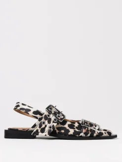 Slingback Ganni in tessuto riciclato con stampa animalier