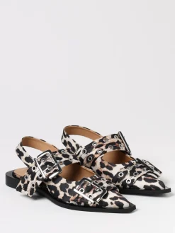 Slingback Ganni in tessuto riciclato con stampa animalier