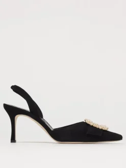 Slingback Gibsli Manolo Blahnik in camoscio con fibbia gioiello