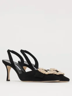 Slingback Gibsli Manolo Blahnik in camoscio con fibbia gioiello