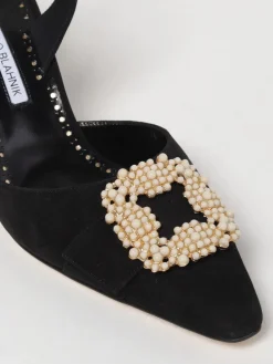 Slingback Gibsli Manolo Blahnik in camoscio con fibbia gioiello