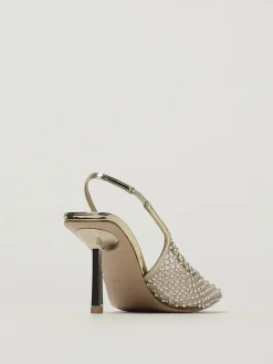 Slingback Gilda Le Silla in vernice e nylon a rete con strass