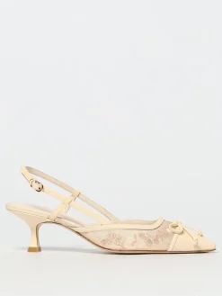 Slingback Kitty Stuart Weitzman in pelle e nylon a rete ricamato