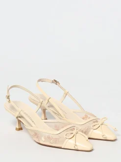 Slingback Kitty Stuart Weitzman in pelle e nylon a rete ricamato