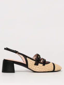 Slingback Maia Crochet Coccinelle in rafia e pelle