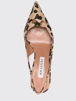 Slingback New Purist Aquazzura in rafia con ricamo animalier