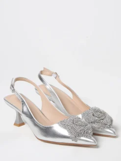 Slingback Sofia Twenty Fourhaitch in pelle laminata con fiore gioiello
