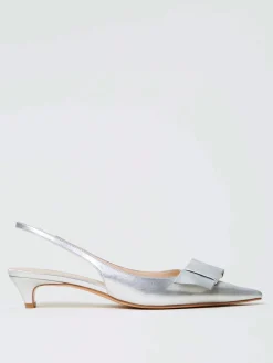 Slingback Twinset in pelle laminata con fiocco