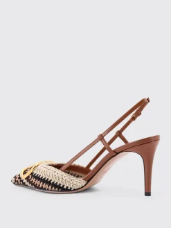 Slingback VLogo Signature Valentino Garavani in pelle e tessuto crochet