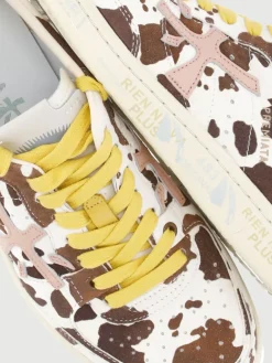 Sneakers Basket Clad Premiata in pelle stampa muccata