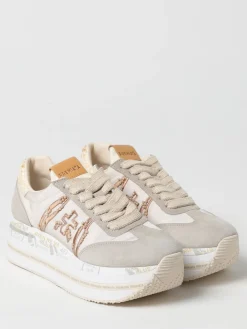 Sneakers Beth Premiata in camoscio e nylon con perline applicate