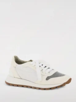 Sneakers Brunello Cucinelli in camoscio e nylon con monile