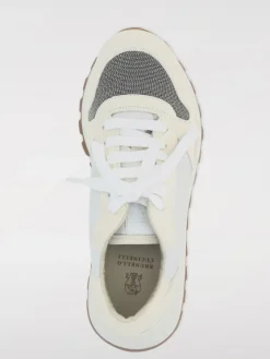 Sneakers Brunello Cucinelli in camoscio e nylon con monile
