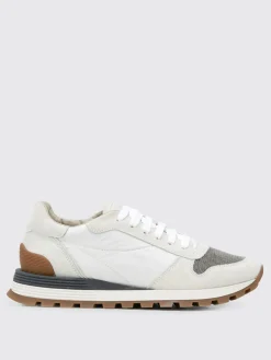 Sneakers Brunello Cucinelli in camoscio e nylon con monile