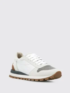Sneakers Brunello Cucinelli in camoscio e nylon con monile