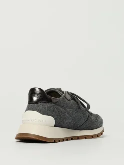 Sneakers Brunello Cucinelli in feltro e pelle con monile