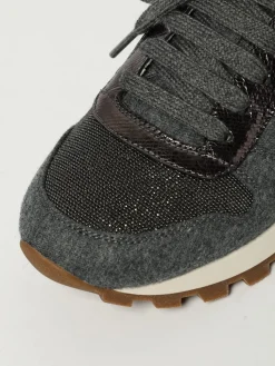 Sneakers Brunello Cucinelli in feltro e pelle con monile