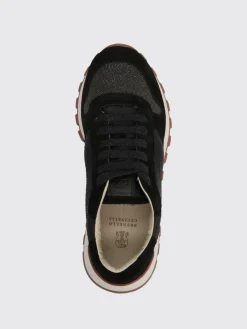 Sneakers Brunello Cucinelli in camoscio e nylon con monile