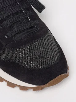 Sneakers Brunello Cucinelli in camoscio e nylon con monile