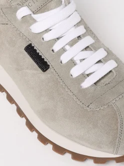 Sneakers Brunello Cucinelli in camoscio con monile applicato