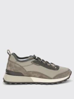 Sneakers Brunello Cucinelli in tessuto techno e camoscio con monile